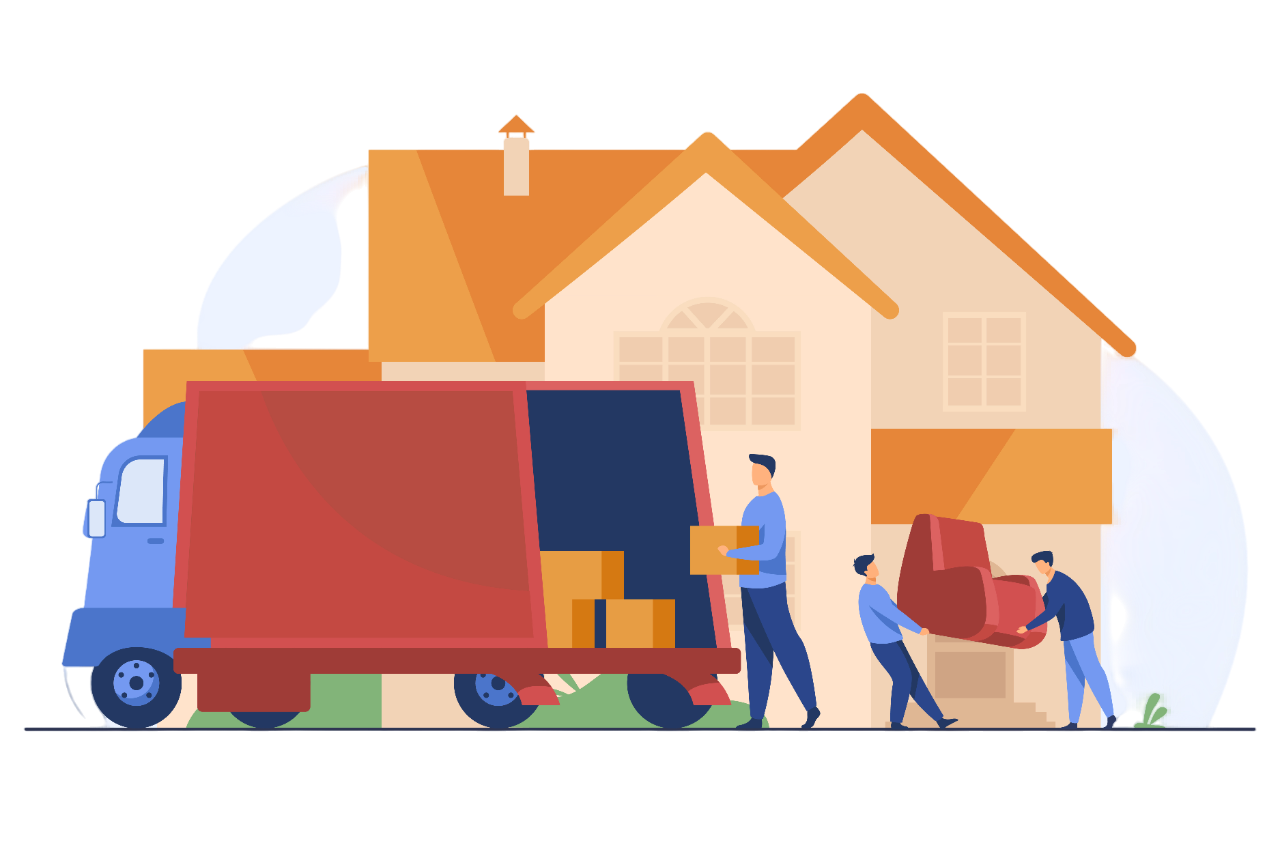 Professional movers and packers in Edmonton loading furniture and boxes into moving truck